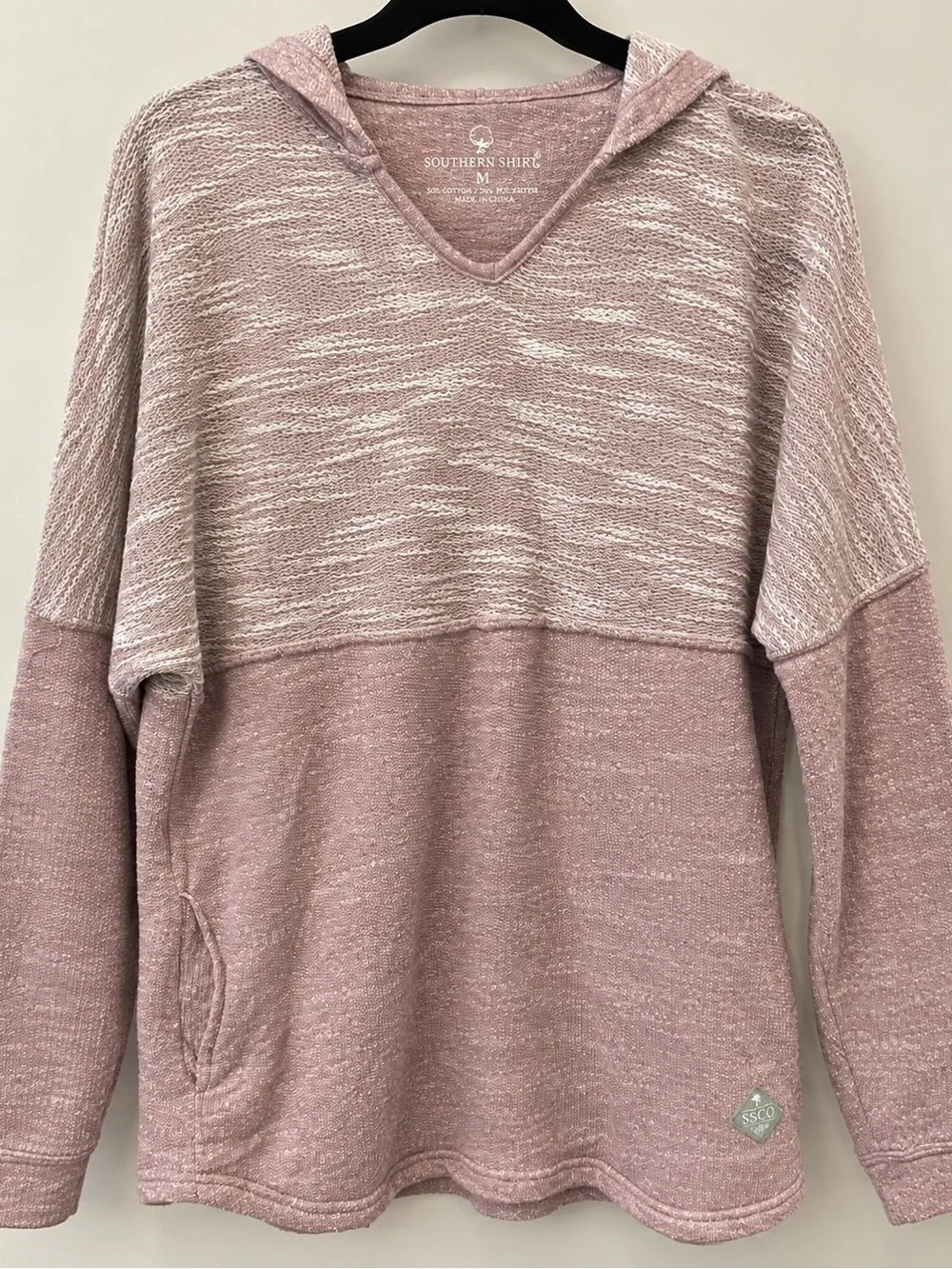 The Southern Shirt Company Pink Marled V-Neck Hooded Sweaters